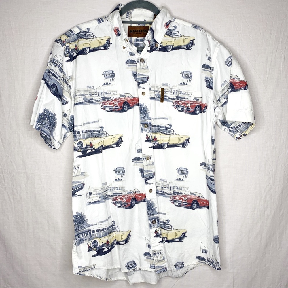 Magellan Classic Muscle Cars Button Up Camp Shirt - Picture 2 of 8